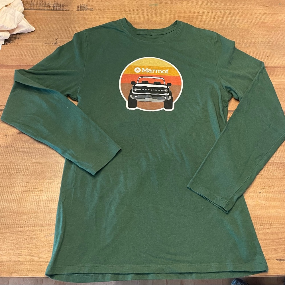 Marmot Forest Green Ford Bronco Graphic Crew Neck Shirt Men’s SMALL